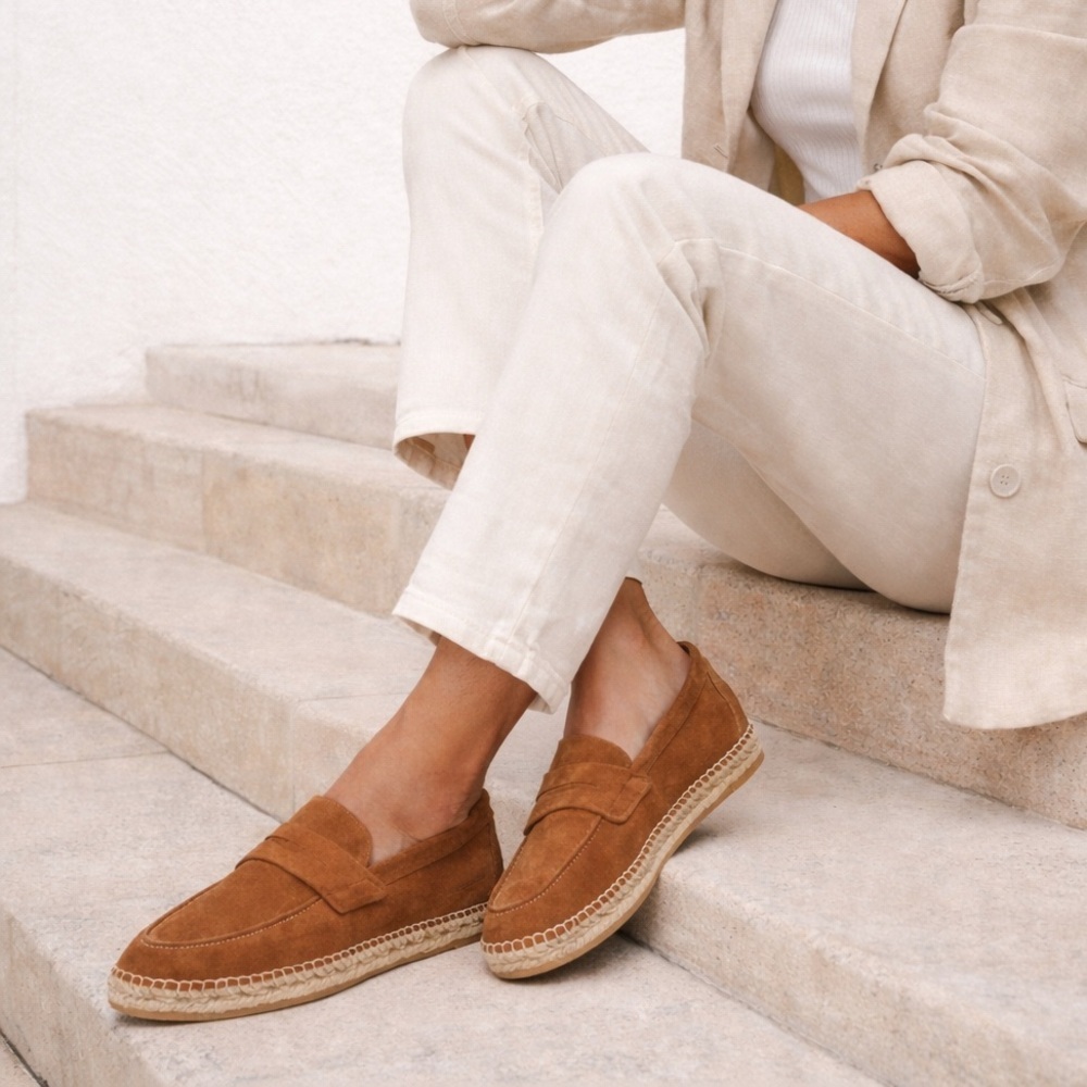 Vince Daria Suede Espadrille Loafer Cedar Brown Size 8 Spain